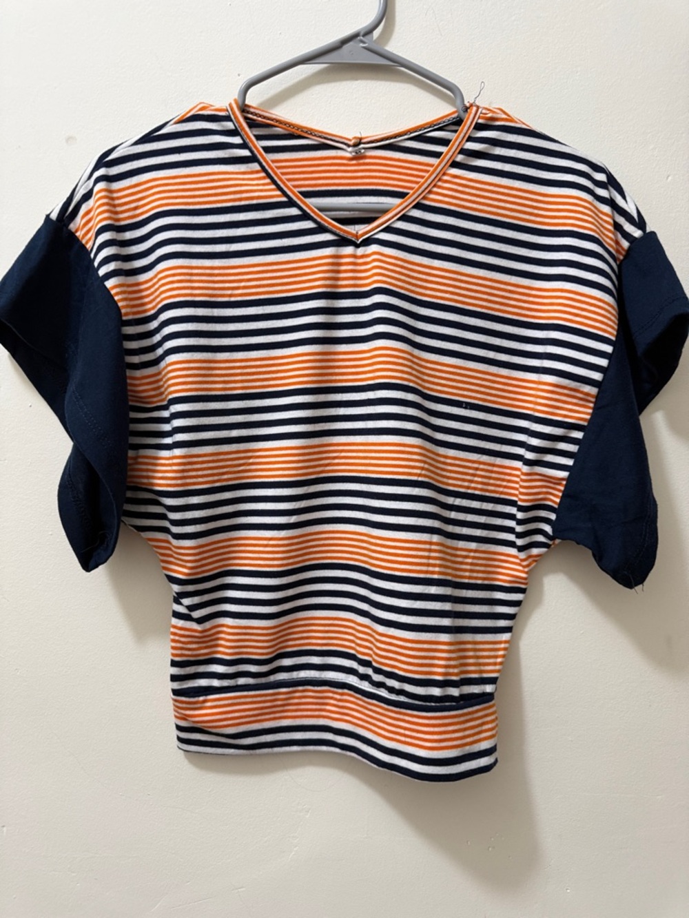Striped Orange & Navy Kids Short Sleeve Tee